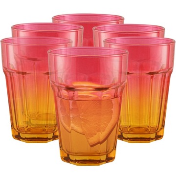 SZKLANKI Do Drinków Napojów KOMPLET 6x425 ml OMBRE Pomarańczowe Różowe
