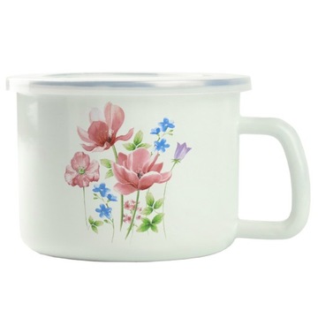 Kubek emaliowany z pokrywką ŁĄKA 1,5L