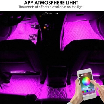 Pasek neonowy RGB LED do wnętrza samochodu Bluetooth Lampka kontrolna aplikacji telefonu