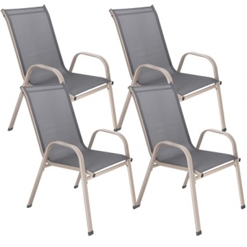 4 шт. САДОВЫЙ СТУЛ БАЛКОННЫЙ СТУЛ ДЛЯ ТЕРРАСЫ GARDEN STRONG GREY КОМПЛЕКТ