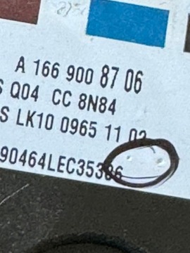 LAMPA POLSTROVÁNÍ 1669008706 MERCEDES W166 ML GL