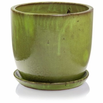 Zielona donica ceramiczna z podstawką 41 cm Polnix