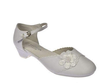 Туфли для причастия, балетки белого цвета, каблук 50/23, размер. 34