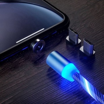 3-в-1 USB Lightning Micro TYPC магнитный светодиодный кабель
