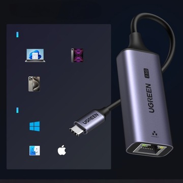 АДАПТЕР ВНЕШНЕЙ СЕТЕВОЙ КАРТЫ UGREEN USB-C К RJ45 LAN ETHERNET 2,5 ГБ/С