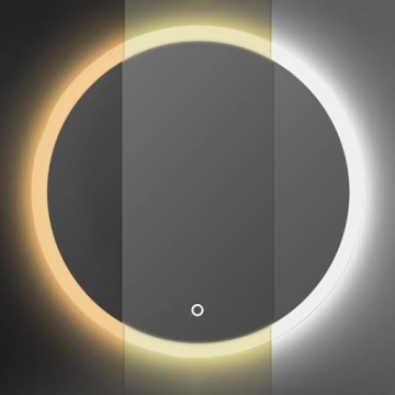 КРУГЛОЕ ЗЕРКАЛО ДЛЯ ВАННОЙ, СВЕТЯЩЕЕ, СМЕНА ЦВЕТА, 3 ЦВЕТА, СВЕТОДИОДНАЯ КНОПКА 80x80