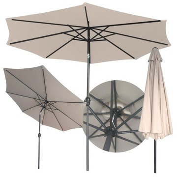 PARASOL OGRODOWY SKŁADANY Rino Garden Polegarde BEŻOWY [300cm] ŁAMANY DUŻY