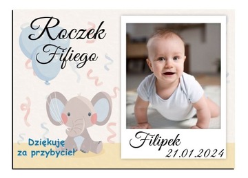 FOTO MAGNES Podziękowanie dla gości ze zdjęciem Chrzest Roczek 10x7cm O18
