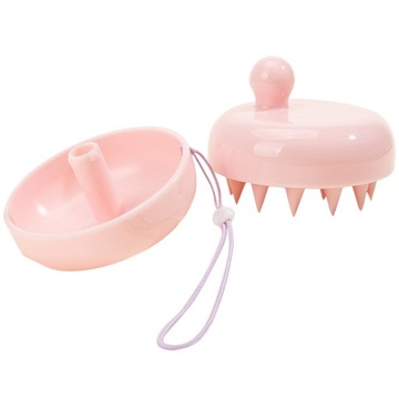 Щетка для шампуня Macaron Portable в футляре (розовая)