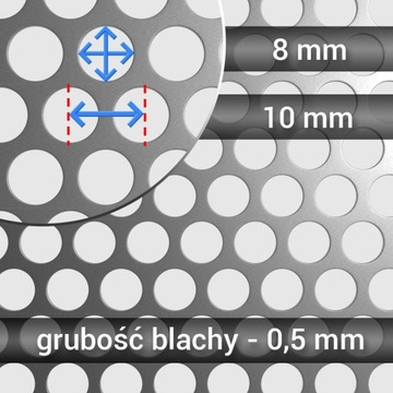 Blacha perforowana ocynkowana, gr. 0,5mm , oczko 8mm