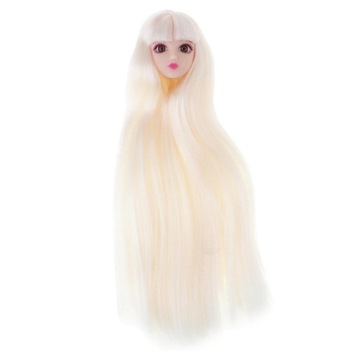 Шарнирная голова куклы BJD 1/6, скульптура головы и белые волосы