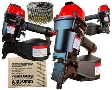 Gwoździarka pneumatyczna bębnowa 4PROCN55 + gwoździe drut 16° 21x50mm 9tys