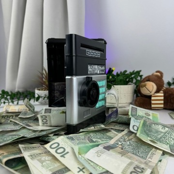 Sejf Skarbonka na PIN Banknoty Bankomat Monety + Kod Wpłatomat dla Dzieci