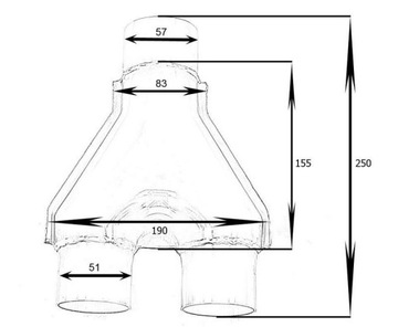 ТРОЙНИК ВЫХЛОПНОЙ ТРУБЫ Y 51 - 57 мм BM SPORT