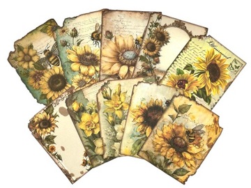 ZESTAW PAPIERÓW DEKORACYJNYCH SCRAPBOOKING 30ARK KWIATY SŁONECZNIKI