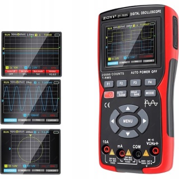 2-КАНАЛЬНЫЙ ЦИФРОВОЙ ОСЦИЛЛОСКОП + МУЛЬТИМЕТР ZOYI ZT-703S МЕТР USB БАТАРЕЯ