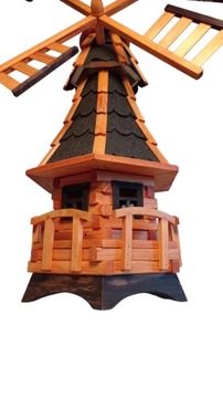 Вращающаяся садовая ветряная мельница из массива дерева 105 см
