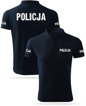 Mundurowa koszulka bawełniana polo nadruk POLICJA
