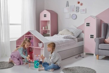 Детский книжный шкаф FAIRY HOUSE розовый, коллекция MIRUM