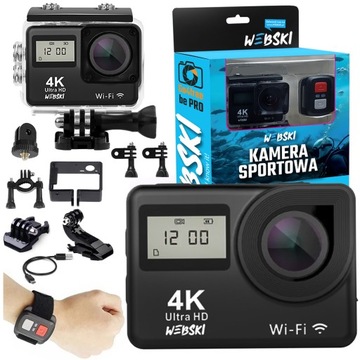 KAMERKA KAMERA 4K UHD+PILOT ZAMOWYZWALACZ NA KASK ROWER DO WODY BASENU