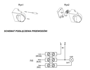Czujnik Ruchu PIR IP44 220-240V AC 300W Detekcja Na Podczerwień Biały