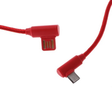 USB-кабель для зарядки, нейлоновая оплетка, кабель 90 градусов, синхронизация, красный