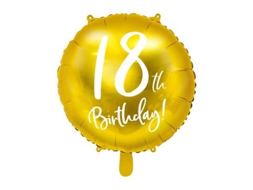 BALON FOLIOWY 45 CM ZŁOTY 18TH BIRTHDAY URODZINY