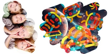 KLOCKI MAGNETYCZNE EDUKACYJNE Z PODŚWIETLENIEM KONSTRUKCYJNE UKŁADANKA 3D