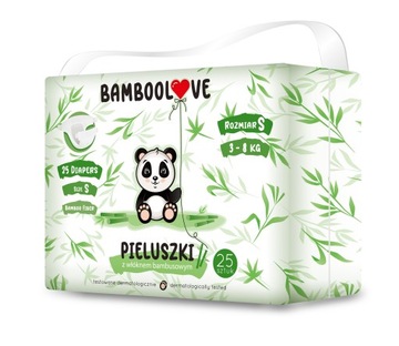 Bamboolove Pieluszki 3-8 kg rozm. S 25 szt
