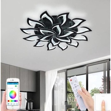 LAMPA SUFITOWA LED LAMPA WISZACA CZARNA ŚCIEMNIALNA PILOT NOWOCZESNA