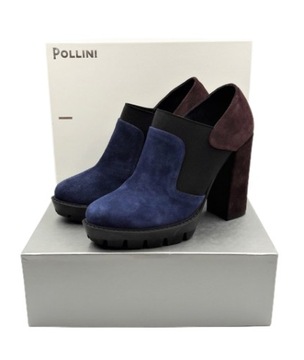 Buty Damskie POLLINI Skórzane botki trzykolorowe