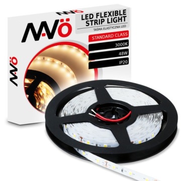 TAŚMA LED 12V ROLKA 5M CIEPŁA SUPER JASNA 48W IP20