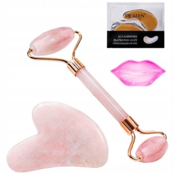 ZESTAW ROLLER KWARCOWY DO TWARZY KAMIEŃ GUA SHA