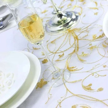 Элегантная декоративная дорожка GOLD с блестками для стола из органзы