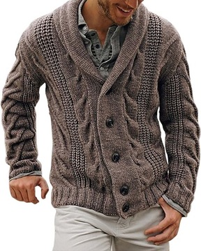 Sweter męski sweter z długim rękawem sweter z dzianiny z drutu stałe kwiaty