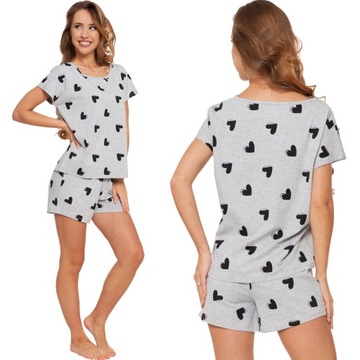 Moraj Krátke vzdušné bavlnené pyžamo dámske v srdiečkach 2800-001 XL