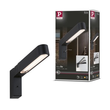 Oprawa elewacyjna ITO pionowy IP44 antracyt czujnik PIR + zmierzchu PL94549