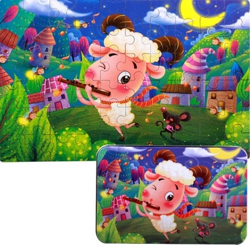 Puzzle w metalowym pudełku 60 el. grający baranek