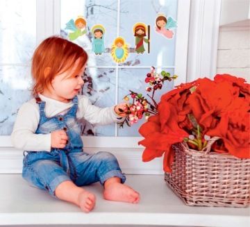 РОЖДЕСТВЕНСКАЯ наклейка на окно HOLY FAMILY 1 для красивого окна