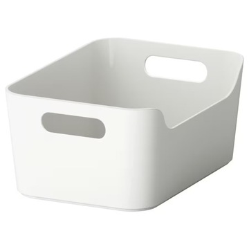 IKEA VARIERA pudełko, pojemnik biały/ jasno szary, połysk 24x17cm