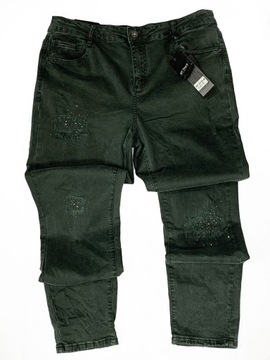 Damskie spodnie dżinsowe rurki z cyrkoniami dziury