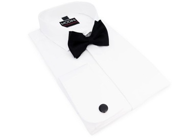 Biała ślubna koszula na spinki Y50 176-182 39-SLIM