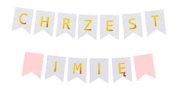 Girlanda napis CHRZEST + IMIĘ DZIECKA baner różowy