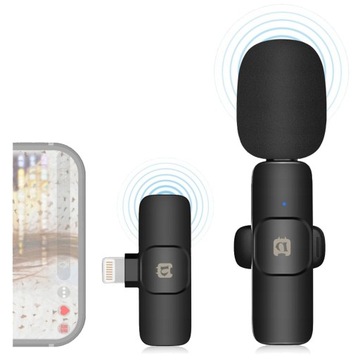 BEZPRZEWODOWY Mikrofon Krawatowy do iPhone iOS + odbiornik