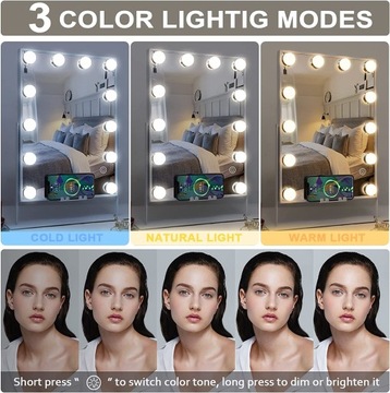 Зеркало для макияжа со светодиодной подсветкой и Bluetooth 300 x 410 мм