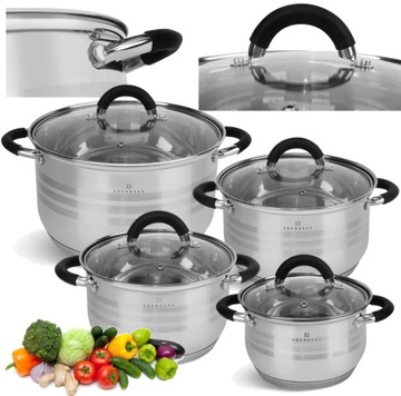 Набор кастрюль Edenberg из нержавеющей стали, 8 шт.