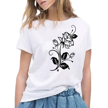 T-SHIRT KOSZULKA Z NADRUKIEM Róży M