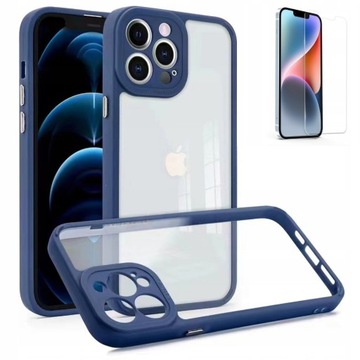PRZEZROCZYSTE ETUI Z OCHRONĄ APARATU DO IPHONE 13 PRO MAX KOLORY + SZKŁO
