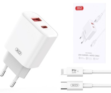 SZYBKA ŁADOWARKA PD DO IPHONE XR XS 11 12 13 14 MAX 20W + KABEL