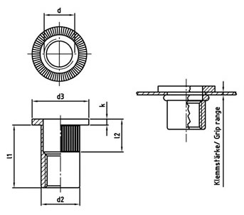 M10x17 ПЛОСКАЯ НЕРЖАВЕЮЩАЯ ЗАКЛЕПКА-ГАЙКА INOX - 5 шт.